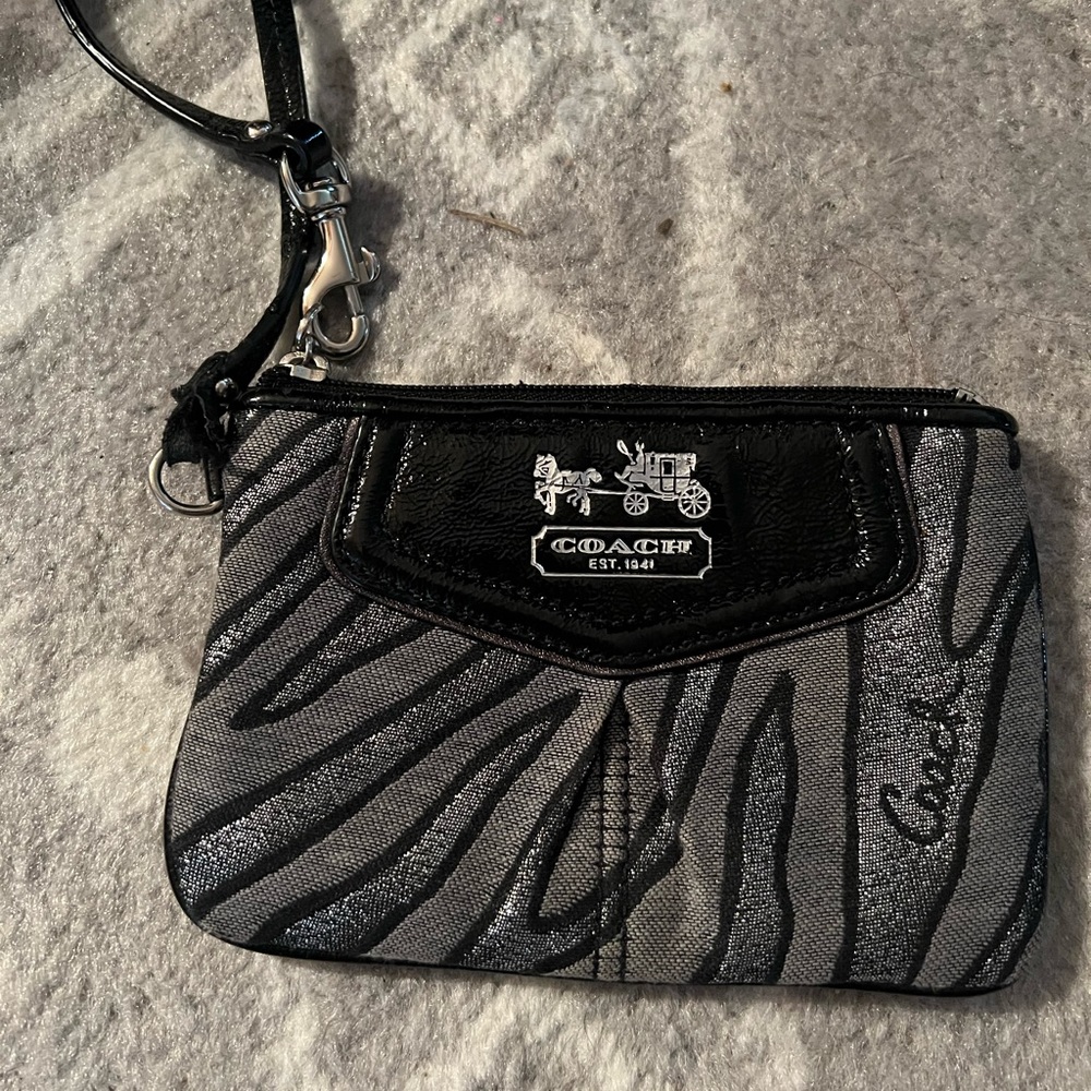 Coach zebra wristlet